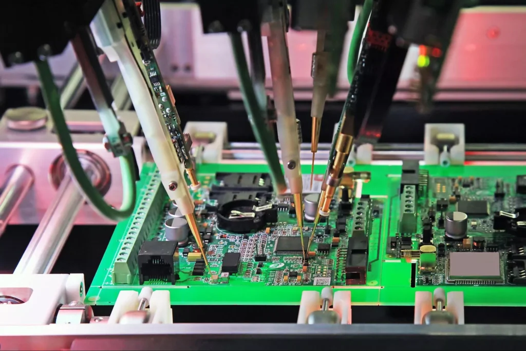 PCB test points being tested